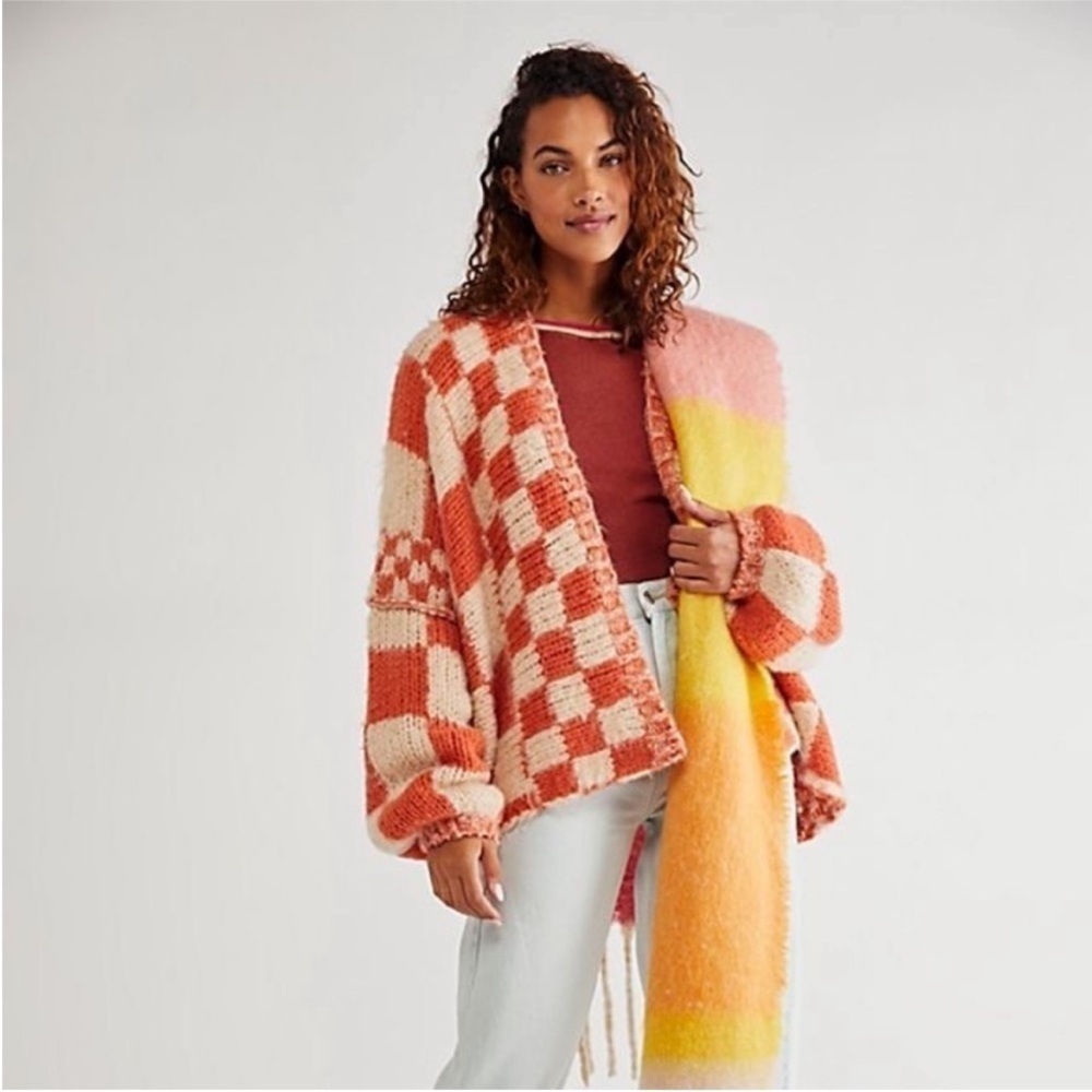 Free People Aldrin Checkered Cardi